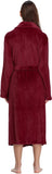 NEW RONGTAI Womens Bathrobe Ladies Fleece Plush Warm Long Robes, Burgundy Red, Sz L