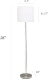 NEW Simple Designs 58" Tall Brushed Nickel Drum Shade Floor Lamp with foot switch, White
