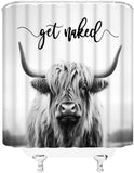 NEW Highland Cow Shower Curtain Grey Rustic Cattle Bull Western Wild Animal Get Naked Country Farmhouse Funny Cabin Bathroom Decor Fabric Curtains with Hook 70" L x 70" W