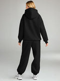 NEW AUTOMET Womens 2 Piece Outfits Lounge Hoodie Sweatsuit Sets Oversized Sweatshirt Baggy Fall Fashion Sweatpants with Pockets Fits S/M, Black