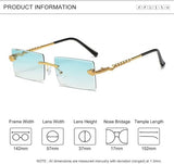 NEW Metal Rimless Sunglasses Unisex Square Sun Glasses for Women Outdoor Travelling Eyewear, Grey Lens