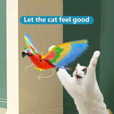 NEW Simulated Birds Hanging Pet Toy, Electric Flying Bird Cat Toy Cat Interactive Toy Pet Intelligence Training Toy, Electronic Sound Bird Toys, Interactive Cat Toy Hanging Bird Bouncing Cat Toy (Parrot)