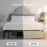 NEW MIYE Pleated Waffle Weave Bed Skirt, Tailored Dust Ruffle 14 Inch Drop Easy Fit, Machine Washable, No Split Corners (Beige, Cal King - 14" Drop)