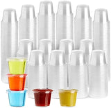 NEW Retails $40, 100 Sets - 1oz Disposable Portion Cups with Lids, Souffle Cups, Jello Shot Cups, Condiment Sauce Containers, Clear Disposable Cups for Dipping, Food Storage, Party & Catering