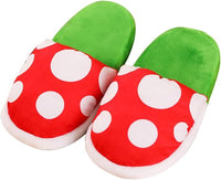 NEW Piranha Plants Plush Slippers Suit Winter Home Wear Cannibal Flower Slippers with Green Warp Pipe Plush for Women Men one size fits most