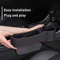 NEW MOCOHANA Car Seat Gap Organizer Multifunctional with Dual USB Charging Cup Holder Leather Storage Box for Driver Side, Brown, Right, Retails $55