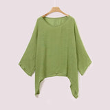 NEW Summer Cotton Linen Blouse for Women, Irregular Hem Asymmetric Drop Shoulder Top Textured Solid Shirred Pleated Top, Green, Tag says Sz 3XL fits like an XL