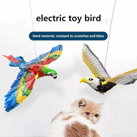 NEW Simulated Birds Hanging Pet Toy, Electric Flying Bird Cat Toy Cat Interactive Toy Pet Intelligence Training Toy, Electronic Sound Bird Toys, Interactive Cat Toy Hanging Bird Bouncing Cat Toy (Parrot)