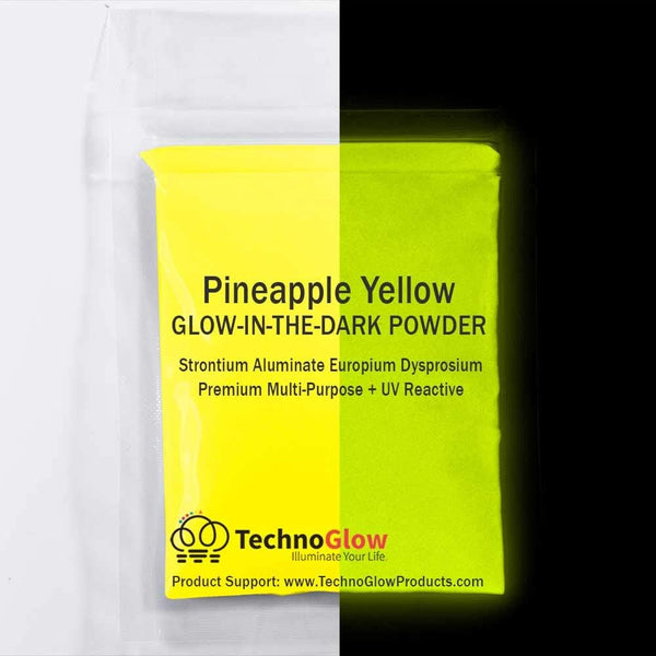 NEW TechnoGlow Pineapple Yellow Glow in The Dark Powder - Multipurpose PRO-Series Glow Colors (8oz) Retails $73+