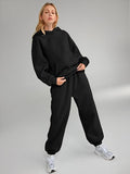 NEW AUTOMET Womens 2 Piece Outfits Lounge Hoodie Sweatsuit Sets Oversized Sweatshirt Baggy Fall Fashion Sweatpants with Pockets Fits S/M, Black