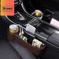 NEW MOCOHANA Car Seat Gap Organizer Multifunctional with Dual USB Charging Cup Holder Leather Storage Box for Driver Side, Brown, Right, Retails $55