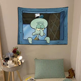 NEW FENDROM Funny Octopus Cartoon Tapestry Wall Hanging Funny Meme Backdrop Window Design Home Decor for Bedroom Living Room