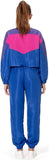 NEW 80s Outfits for Women 2 Piece Tracksuit Costume Color Block Windbreaker Jacket Pants Hip Hop Sportswear, Dark Blue, Sz L, Retails $50