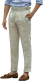 NEW Snoly Men's Summer Retro Lightweight Linen Gurkha Trousers Tapered Leg Straight Flat Front Chino Pants - Size S - Retails $51