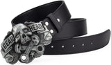 NEW GEAR HEAD Buckle Leather Belt for Men Cowboys Clothing Accessories Fashion (Black, 120cm) fits 30-34" waist