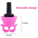 NEW TCBWFY 2 Pack Ring Wearable Anti-Spill Nail Polish Bottle Holder Soft Flexible Silicone, PINK & TEAL