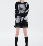 NEW Retails $119, PEXIZUAN Goth Knitted Harajuku Winter Clothes Women Oversized Sweaters Long Sleeve Top Gothic Kawaii Cartoon Streetwear, Sz M