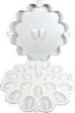 NEW KB KITCHEN BASICS 10.5" Egg Carrier with Lid, Holds 18 Eggs - Durable Melamine Serveware, Portable Design with Secure Lid & Handle for Gatherings & Storage, Plastic Egg Container for Deviled Eggs