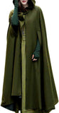 NEW Womens Winter Cape Coat Wool Blend Hooded Cloak Maxi Long Cardigans Open Front Poncho Outwear, Army Green, XL