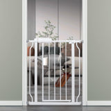 NEW BELABB 30 Inch High Narrow Safety Tension Gate 24 for Doorways, stairs etc (Adjustable 25 Inch-29 Inch wide, White) with auto close & hold opening feature- Retails $89