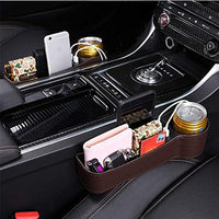 NEW MOCOHANA Car Seat Gap Organizer Multifunctional with Dual USB Charging Cup Holder Leather Storage Box for Driver Side, Brown, Right, Retails $55