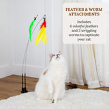 NEW Suction Cup Cat Toys for Indoor Cats Interactive Suction Cup Cat Wand Toy Feather Teaser for Indoor Cats & Kittens Multi Surface Base for Hands Free Play
