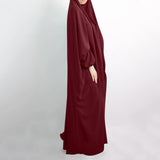 NEW Women's Solid Abaya Dress One-Piece Full Length Prayer Abaya Eid Prayer Dress Robe Plus Size Ramadan Biblical Costumes One Size fits all Burgundy