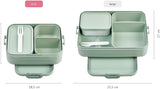 NEW Retails $52, Mepal Bento Box Midi - Lunch Box with Bento Box - for 2 Sandwiches or 4 Slices of Bread - Lunch Box for Sandwiches, Small Snacks & Left Overs - Lunch Box Adults - Nordic Black