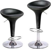 NEW Set of 2 Alpha Leather Contemporary Bombo Style Adjustable Barstools - Black Licorice Baseball Stitch, Retails $302