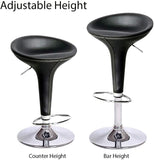 NEW Set of 2 Alpha Leather Contemporary Bombo Style Adjustable Barstools - Black Licorice Baseball Stitch, Retails $302