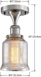 NEW (2 PACK) AGV LIGHTING Mini Semi Flush Mount Ceiling Light, Clear Antique Mercury Glass Shade, 2pcs per Pack, D5 x H10, 1xE26 Base Bulb, Nickel Finish