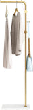 NEW IN BOX Retails $65, DOORXIFO Gold Coat Racks with White Base, Entryway Coats Racks Freestanding with 3 Hooks, L Shape Home Coat Hanger for Jackets, Coats, Hats, Clothes