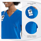 NEW Tasha + Me Women's Medical Scrub Chest Pocket Shirts - Modern Slim-Fit & V-Neck Style Top, Royal Blue, Sz 2XL