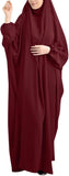 NEW Women's Solid Abaya Dress One-Piece Full Length Prayer Abaya Eid Prayer Dress Robe Plus Size Ramadan Biblical Costumes One Size fits all Burgundy
