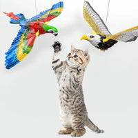 NEW Simulated Birds Hanging Pet Toy, Electric Flying Bird Cat Toy Cat Interactive Toy Pet Intelligence Training Toy, Electronic Sound Bird Toys, Interactive Cat Toy Hanging Bird Bouncing Cat Toy (Parrot)