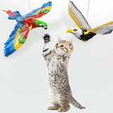 NEW Simulated Birds Hanging Pet Toy, Electric Flying Bird Cat Toy Cat Interactive Toy Pet Intelligence Training Toy, Electronic Sound Bird Toys, Interactive Cat Toy Hanging Bird Bouncing Cat Toy (Parrot)