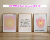 NEW iHery Large Unframed Aura Angel Numbers 333 Poster Set of 3, Premium Quality 12x16in Canvas Wall Art Decor Aesthetic, Pink Trendy Spiritual Energy Gradient Print for Yoga Bedroom, Living Room