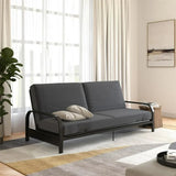 NEW Retails $550, Wayfair DHP Black Metal Arm Futon Frame with 6-Inch Pocket Coil Futon Mattress, Was Store Display, Small Mark on Metal Left Arm