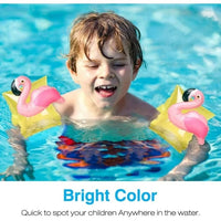 NEW Inflatable Swim Floater Sleeves for Kids, Cartoon Swimming Armbands Floaties Water Wings Floatation Sleeves, Pool Water Sports Learning Swim Training Aids, Flamingo