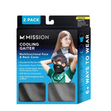 NEW Mission® Youth Cooling Gaiter - 2 Pack: Multifunctional Face & Neck Cover, Blue/Grey, Helps defend against dust, wind & sun! Retails $30+