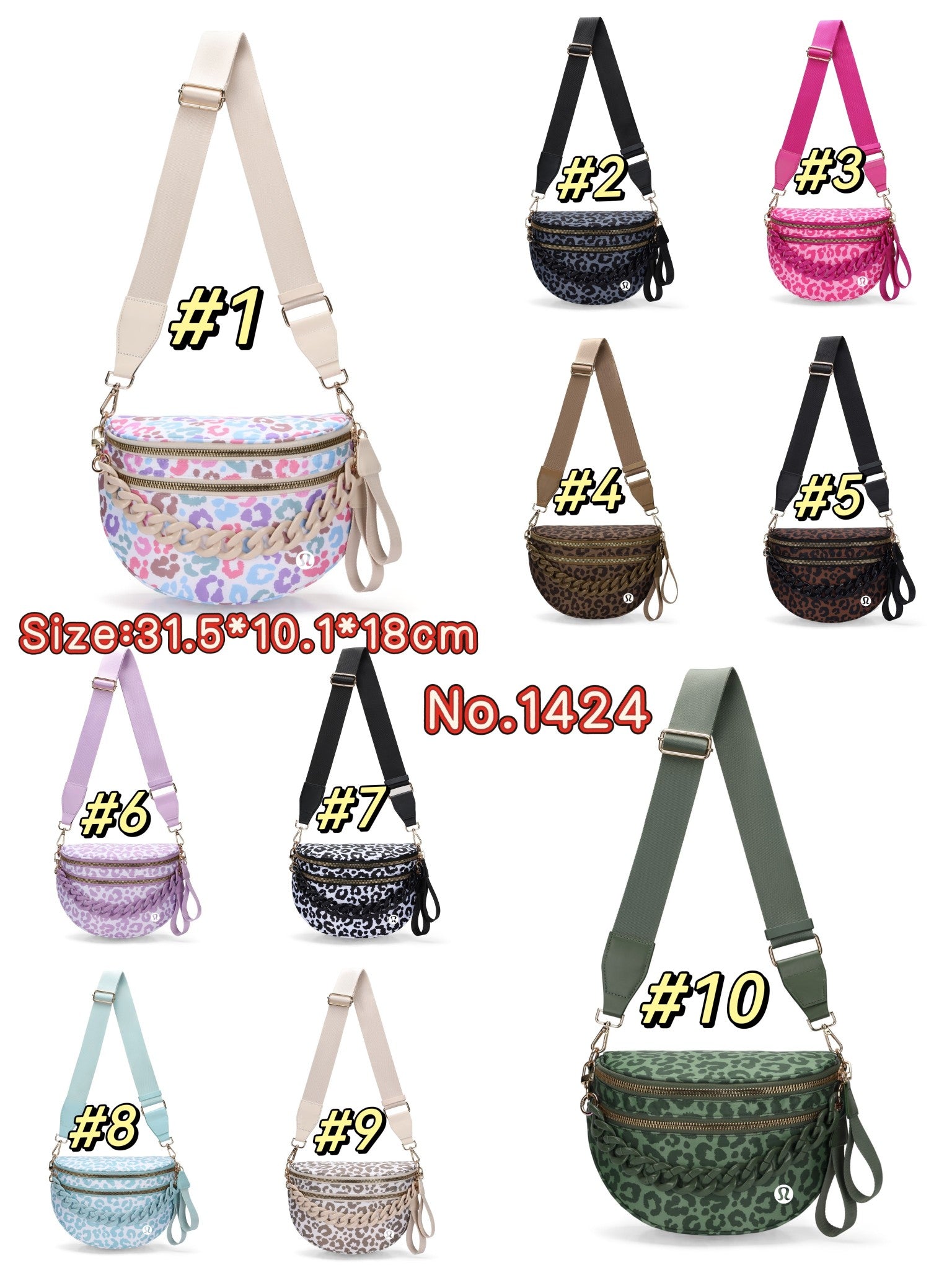 Inspired by Lulu Bags No. 142415, 10 Colors, Size 30.5*10.1*18cm, Tax Included