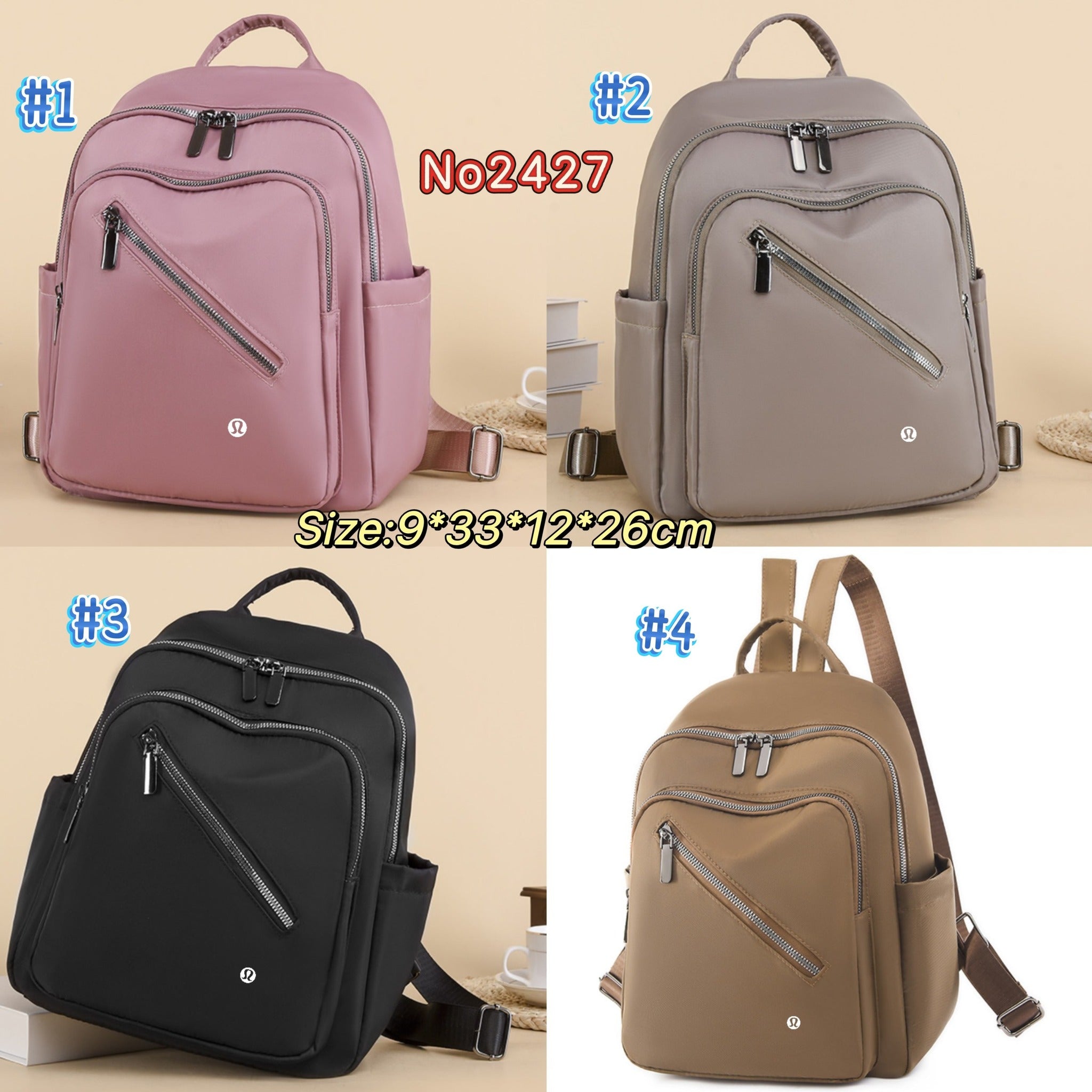 Inspired by Lulu Backpack No. 242719, 4 Colors, Size 26*12*33cm, Tax Included