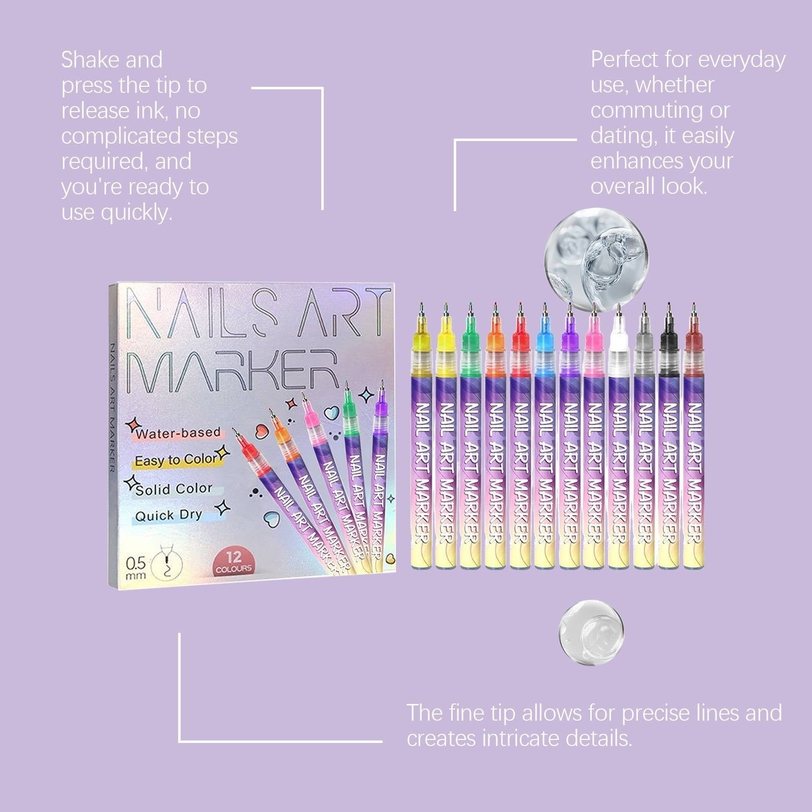 Nail Art Pens Set No. 244514, 4 Styles, Tax Included
