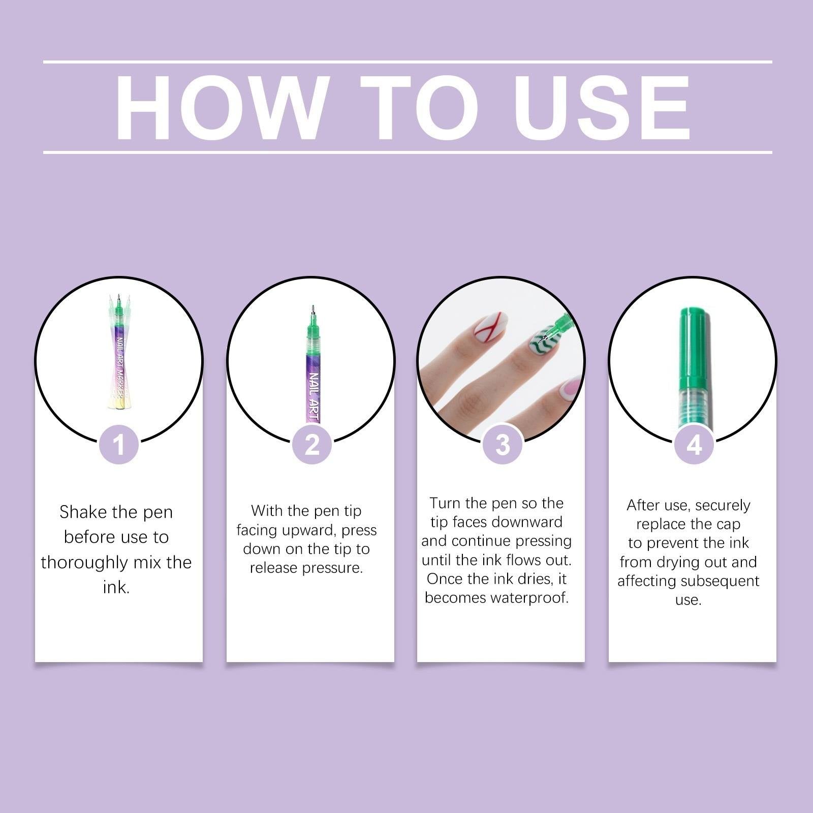 Nail Art Pens Set No. 244514, 4 Styles, Tax Included