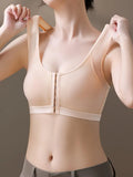 NEW Front Closure Sports Bra, Comfy & Breathable Mesh Stitching Adjustable Daily Bra, Women's Lingerie & Underwear, Light Beige, Sz M - Retails $54