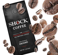 NEW Shock Coffee, The Strongest Caffeinated All-Natural Coffee Premium Ground, 16 oz - BB: June 10th, 2024 - Retails $62