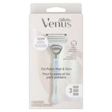 NEW Gillette Venus for Pubic Hair and Skin, Women's Razor Handle + 3 Blade Refills, 1 Razor + 3 Blade Refills