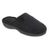 NEW ISO by isotoner Women's Nora Chevron Micro-terry Slide Slippers, Black, Sz L 8-9.5