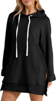 NEW The Warmy Oversized Hoodie Dress, First Ones Oversized Hoodies, Women's Casual Pullover Long Sleeve Split Hem - Color: Black - Size S - Retails $56+