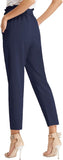 NEW GRACE KARIN Women's Cropped Paper Bag Waist Navy Blue Pants with Pockets, Sz 2XL, Retails $49+